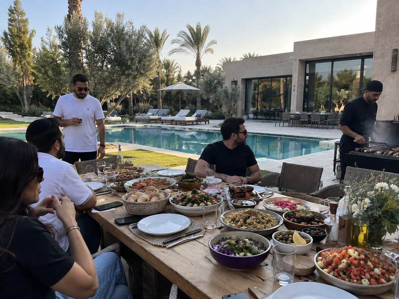 Table cacher dressée dans une villa à Marrakech